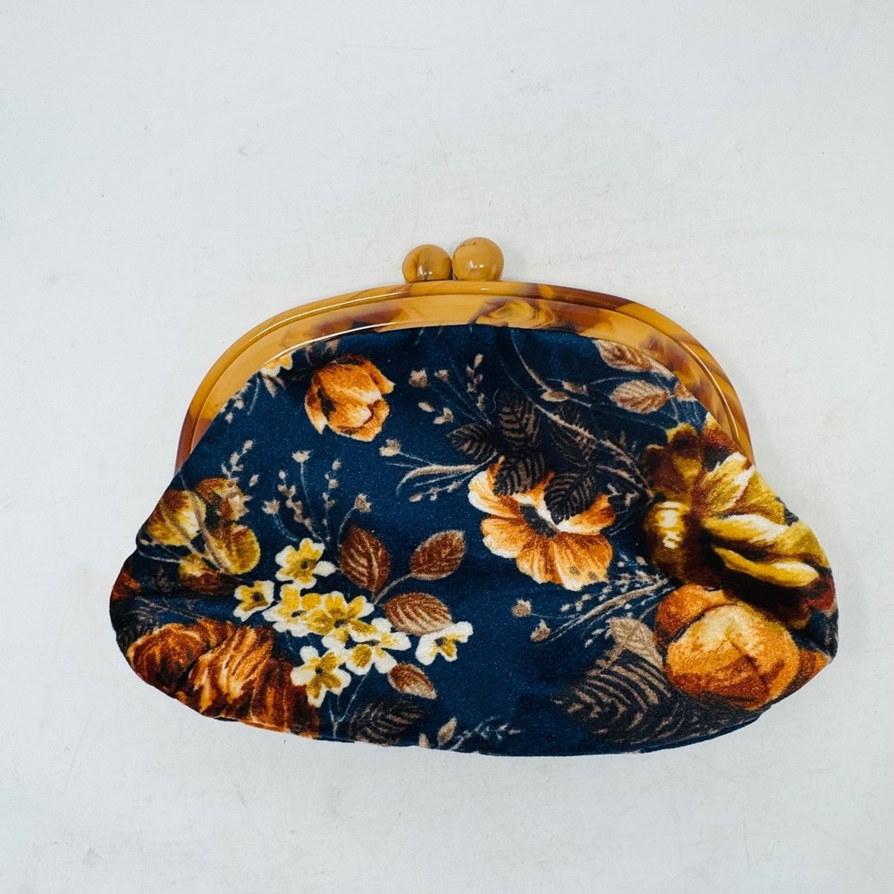 Vintage Opera Core Velvet‎ Evening Bag With Tortoiseshell Style Handle